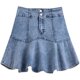 New summer ruffled large size elastic denim skirt for women with belly-covering and fat mm anti-exposure A-line skirt skirt