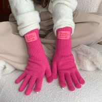 Длинные трикотажные перчатки, зимний ветрозащитный удерживающий тепло комплект, лыжный кашемир для влюбленных