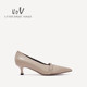 
UDV2024 autumn and winter genuine leather fetal cowhide fashion single shoes pointed toe medium thin heel temperament women's shoes commuting style OL