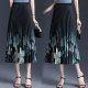 Printed pleated skirt A-line skirt 2025 spring and summer high waist stylish mid-length large hem skirt Chinese style horse-face skirt
