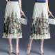 Printed pleated skirt A-line skirt 2025 spring and summer high waist stylish mid-length large hem skirt Chinese style horse-face skirt

