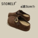 Thick-soled heightening Birkenstock shoes for women 2025 autumn new style genuine leather lazy slip-ons versatile toe-toe half slippers for outer wear
