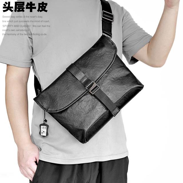 Zuosen vegetable tanned first layer cowhide crossbody bag genuine leather small bag soft leather shoulder bag (can be used as a handbag) men's casual bag