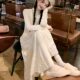 Coat, half turtleneck knitted dress for women, autumn and winter French white temperament, inner layer, thick fishtail long skirt