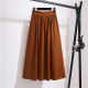 New spring and summer slim A-line large swing mid-length umbrella skirt with pocket elastic waist pleated mid-length skirt
