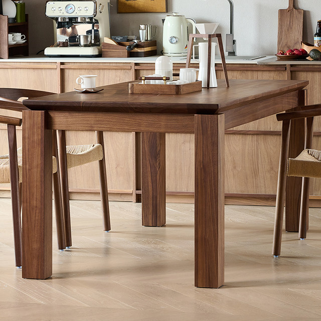 Nordic solid wood dining table rectangular black walnut dining table ...