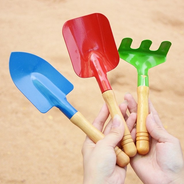 Children's beach thickened large iron bucket set small shovel baby outdoor beach playing digging and playing sand tools
