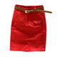 2025 spring and summer fashionable big red denim skirt women's high waist elastic mid skirt makes them look thin and one-step hip-wrapped skirt