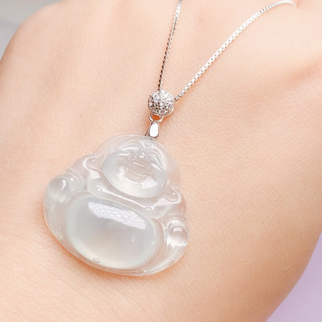 S925 sterling silver necklace button Buddha male jade buckle gold melon seed buckle 1 card button 18k gold pendant buckle head