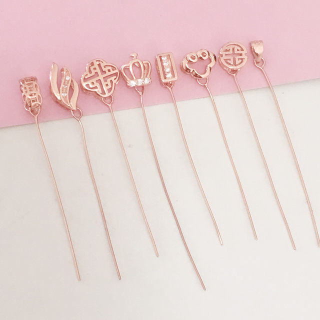 S925 Sterling Silver Pink Stock Fastening Clamping Pole Pole Pole Pole Pole Trade Thick Bull Nostrils Crossing Capital Small Pendant buckle