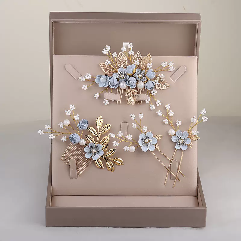 新娘婚纱头饰新娘超仙敬酒服婚纱礼服新款韩式结婚珍珠发梳发簪