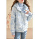 GESGOO fashion hooded blue down jacket female autumn and winter 2024 new embroidery design white duck down jacket to keep warm
