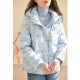 GESGOO fashion hooded blue down jacket female autumn and winter 2024 new embroidery design white duck down jacket to keep warm
