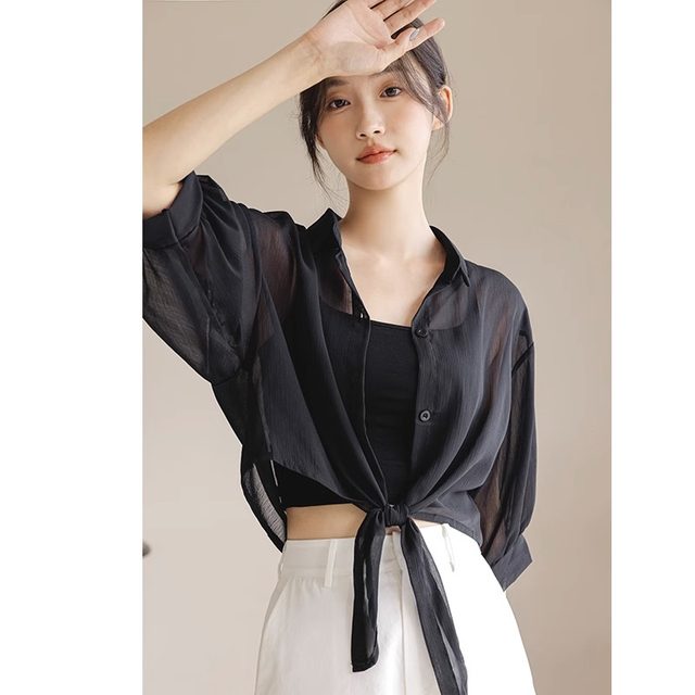 Small shawl summer with skirt straps chiffon sun protection clothing women's thin short style cardigan air-conditioning shirt jacket