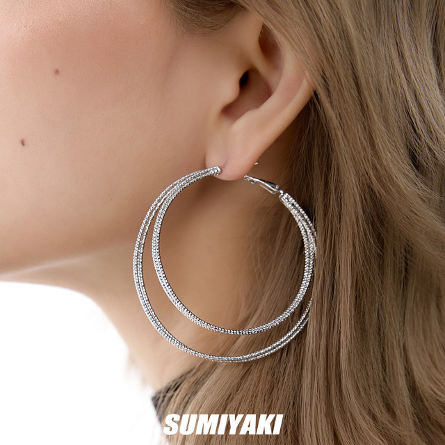 SUMIYAKI multi-layered earrings high-grade plain large earrings large hoop earrings make your face smaller