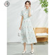
Stubborn summer new Chinese stand-up collar puff sleeve printed short-sleeved dress 42632LQ08178