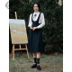 Stubborn Spring New Retro Academy Solid Color Strap Mid-Length A-line Skirt 00031BQ07775