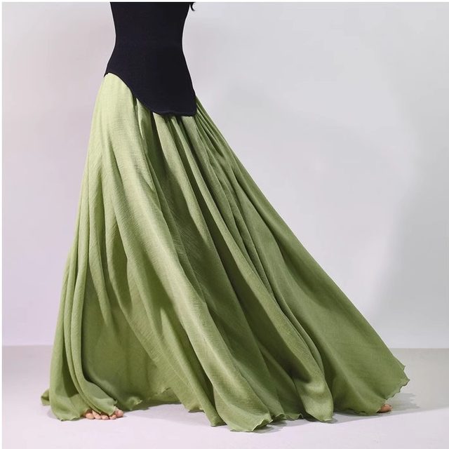Mori women's popular large size cotton long skirt pure cotton half -body mopping skirt wild mid -length high -waisted umbrella skirt
