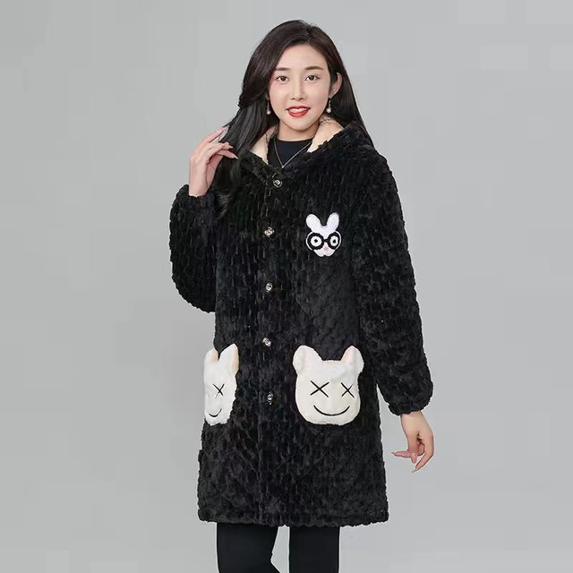 Add velvet thickened winter new mothers dressing clothes, dirt -resistant home clothing large size loose cotton jackets keep warm jackets