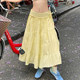 MSYOUCAN Looking forward to the bright summer dopamine yellow skirt with bow splicing lace-up versatile long skirt