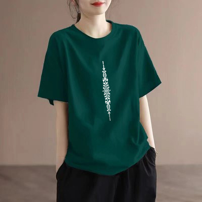 Foreign trade clearance export 100% pure cotton short-sleeved T-shirt women's summer fashionable large-size half-sleeved bottoming shirt T-shirt top
