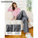 Red sleeve autumn mid-waist wide-leg gray droop suit pants