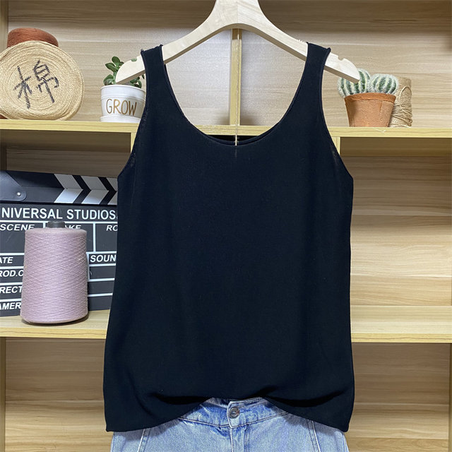 Summer vest pure cotton thread women's sleeveless base knitted inner top loose casual thin style for women's straps
