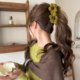 Autumn and winter knitted wool flower ponytail banana clip vertical clip hair accessory 2025 new style plush hair clip on the back of the head for women