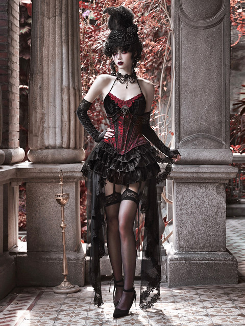 Blood Supply Original Duchess Variety Show Same Style Gothic Velvet Fishbone Belt Suspender Dress Christmas
