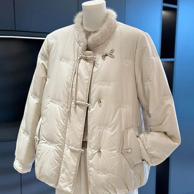 
New Chinese style national style mother's down jacket women's short spring and autumn new style foreign style versatile duck down jacket for middle-aged and elderly people
