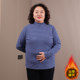 Middle-aged and elderly people with half-high neck German velvet base shirt for autumn and winter fat mother wearing warm autumn clothes large-size striped T-shirt