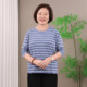 Middle-aged and elderly pure cotton round neck top plus fat plus size fat mother spring and autumn style outer bottoming shirt striped shirt