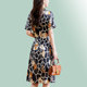 Hangzhou famous brand silk mulberry silk dress shirt dress large size fat mm middle-aged short-sleeved lapel OL commuting medium length
