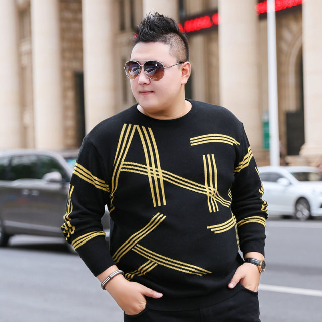 Bimen large size men's sweater loose plus fat enlarged autumn and winter fat man bottoming shirt round neck pullover sweater