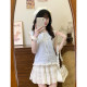The universe of cream lace strap blue striped doll shirt short-sleeved women's Japanese sweet sleeveless top new style