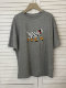 Summer laziness, loose spots, puppy printed gray T -shirt women's round neck fun, plump short sleeve top

