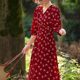 
Elegant printed V-neck dress 2025 spring new atmosphere printed quarter-sleeved dress