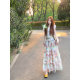 
QIAN French retro elastic waist floral mesh skirt 2025 new fashionable and beautiful vacation cake skirt