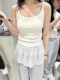Yueyuejia 9056 summer new threaded cotton fabric spliced ​​lace lace inner strap vest layer layer layer ins
