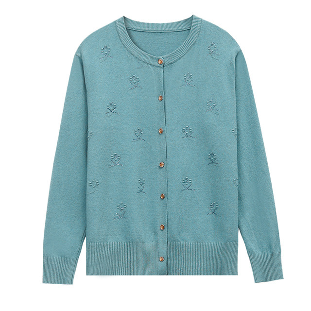 2025 early autumn mother knitted sweater jacket women's short fashionable top middle-aged and elderly thin age-reducing cardigan