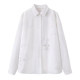 Long-sleeved lapel white shirt 2025 spring new style emotional cartoon children's fun graffiti loose silhouette versatile top for women