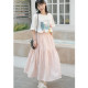 2025 summer new elastic waist versatile skirt white interfacial bag A-line skirt high-waisted slim mid-length skirt