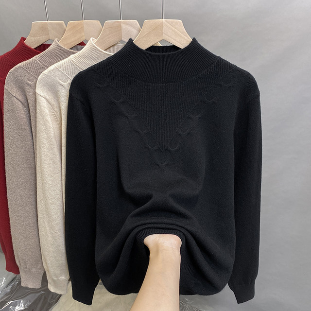 Half turtleneck twist sweater women's base shirt 2025 spring and autumn new pullover outside and knitted underwear fashionable top inside