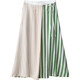 Asymmetric contrasting stripes splicing! Lace-up A-line silk mid-length skirt for women Spring and summer q