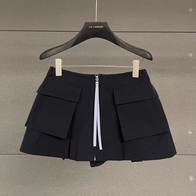 2025 summer new workwear short skirt for women Korean style niche design three-dimensional pocket versatile high-waisted A-line skirt