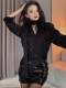Patent leather pu skirt for women with glossy autumn and winter sexy tight black A-line high waist hip shiny leather short skirt small leather skirt