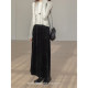 VNOOK velvet slit skirt for women in autumn and winter 2024 new draped retro elastic mid-length A-line long skirt