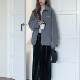 VNOOK velvet slit skirt for women in autumn and winter 2024 new draped retro elastic mid-length A-line long skirt