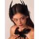 Black swan feather hair clip for women dark sweet cool side clip side clip Halloween black angel wing headdress hair accessories