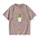 Cat pattern lion head T -shirt short -sleeved black clothes female male round neck large size loose summer couple clothes on cotton
